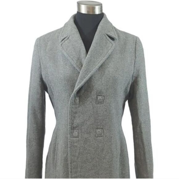 Mango MNG Wool Double Breasted Magnetic Closure Pea Coat in Gray Size M - Picture 3 of 12